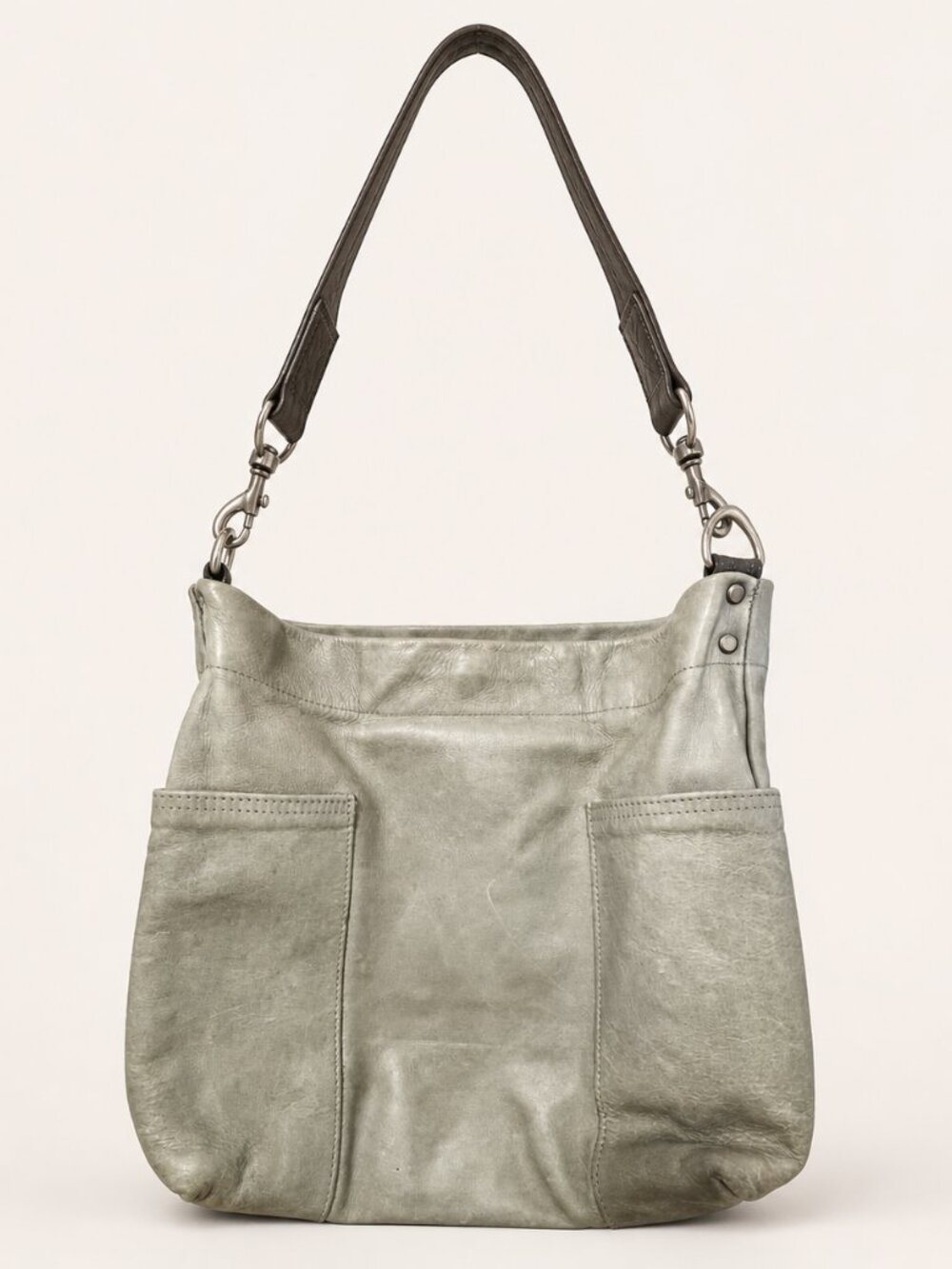 Rough & Tumble Small Lotus Maine Fog Leather Hobo Bag - Picture 1 of 7